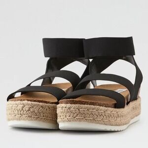 Steve Madden‎ Women's Black Elastic Espadrille Platform Sandals Size 7